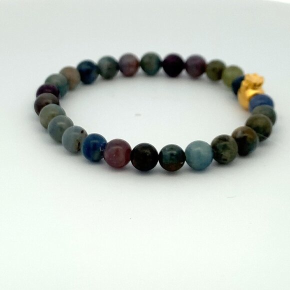 24K Gold Money Bag Lucky Charm Bracelet Gemstones Natural Multicolor Sapphire - Picture 2 of 8